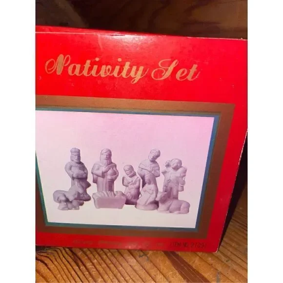 Vintage Bisque Nativity Set White Unopened Pieces - Picture 7 of 7